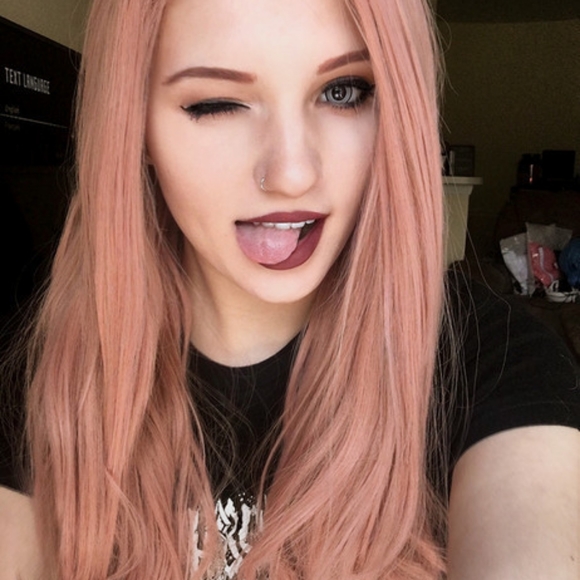 Wavy Fluffy Pink Wig Long Curly  length